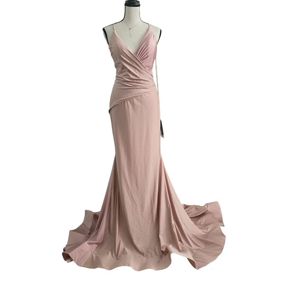 Vestido Formal Terani Couture 8 Rubor Rosa Jersey Tejido Sirena Vestido de Noche Novia Foto 4 de 4