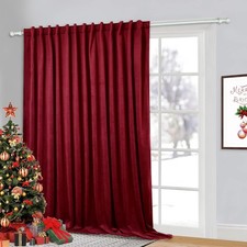 Room Darkening Curtains Red - Extra Wide 120 inches Long Theater Velvet Drapes