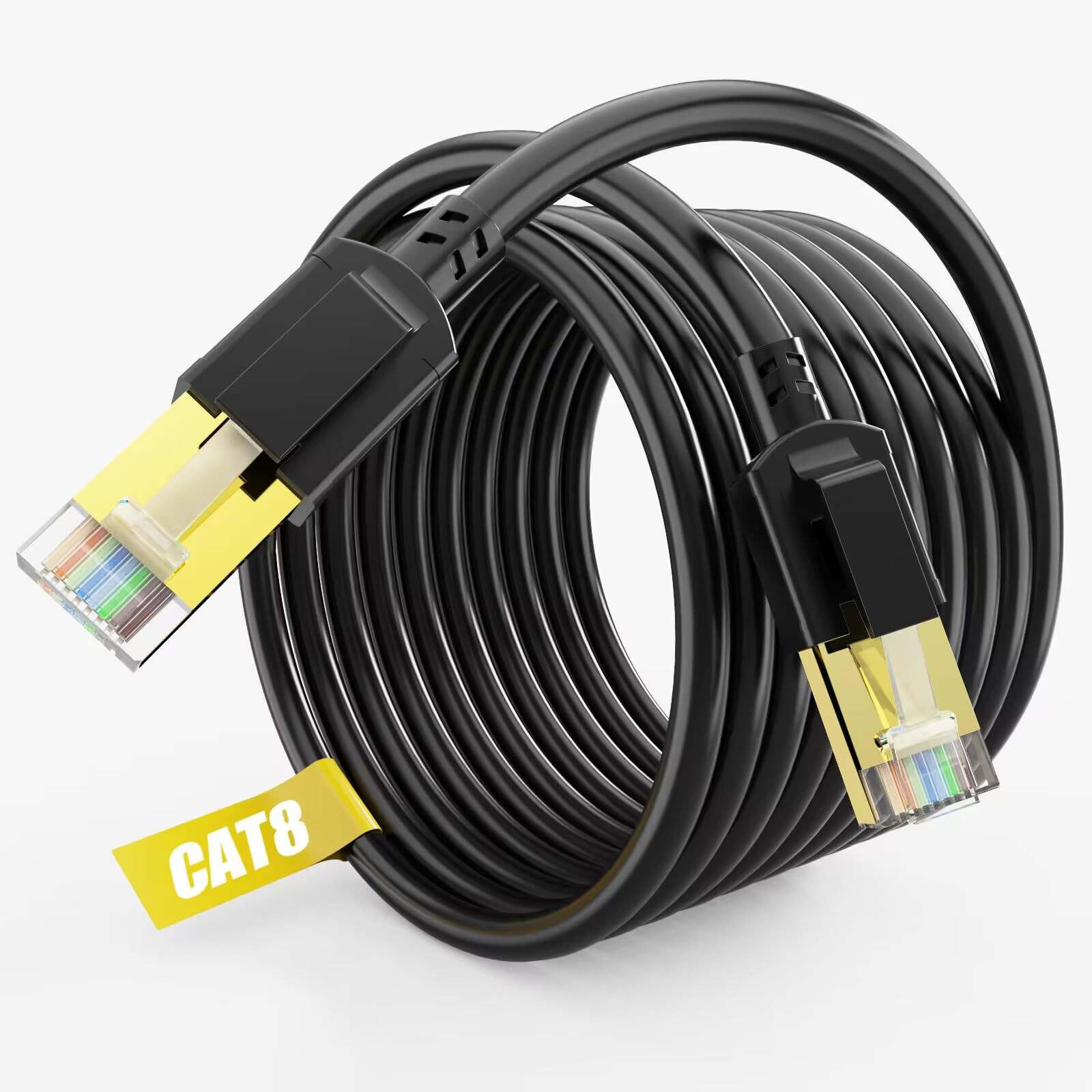 Cat 8 Ethernet Cable 200ft Shielded, Indoor&Outdoor, Heavy Duty High Speed Di...