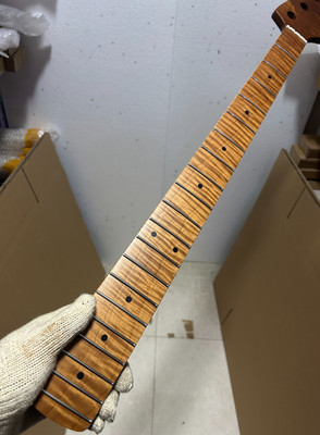 4 string Roasted Flame Maple BASS guitar neck 20 Fret 34inch fretboard Nut:42mm