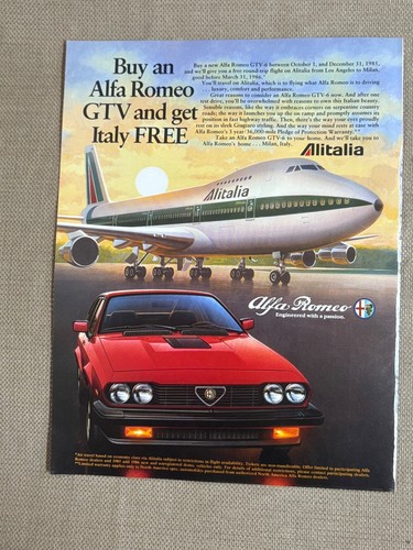 Buy an Alfo Romeo GTV 1986 Magazine Advertisement Ad Get Italy for free