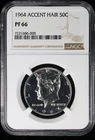 1964 Kennedy Proof Half Dollar 50c NGC PF66 Accent Hair