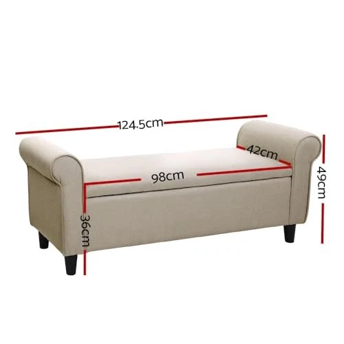 Artiss Upholstered Storage Ottoman Foot Rest Stool Bench Padded Seat Beige