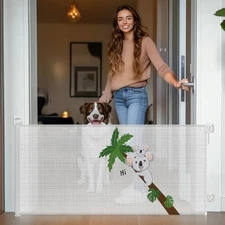 HOMEAL Retractable Baby Gate for Stairs & Doorways, Outdoor Indoor Retractable M