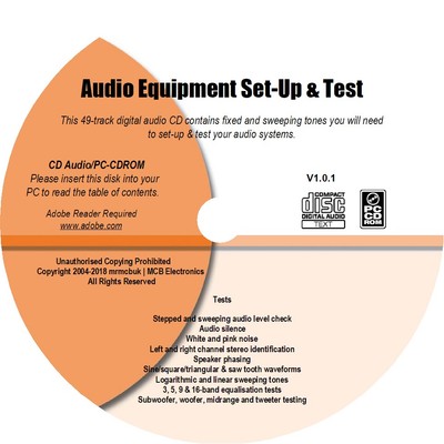 IT Audio Equipment Set-Up & Test Tones CD - 49 Tracks