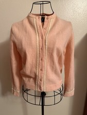 Vintage Lambswool Angora Blend Cardigan Sweater with Pearl Buttons