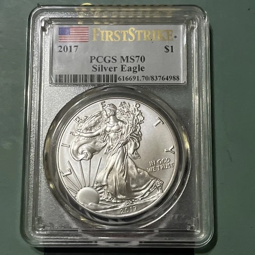 2017 SILVER AMERICAN EAGLE  PCGS MS-70 1 OZ COIN FIRST STRIKE