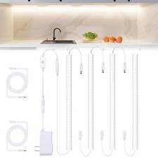 JUSJUBR Under Cabinet Lights Plug-in, 4 Pack x 12inch 4*12 Inch, Cold White