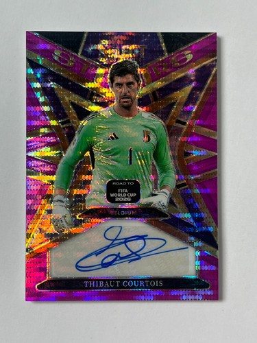2025-26 Panini Select FIFA Thibaut Courtois Stars Auto Purple Pulsar (DW)