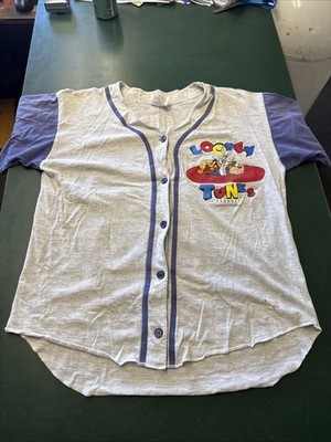 Vintage Y2K Looney Tunes Bugs Bunny Taz Tweety  Baseball Jersey Size Medium