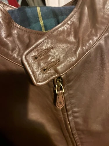 Vintage Polo Ralph Lauren Brown Leather Harrington Jacket - Big & Tall 4XB (4XL) image 4