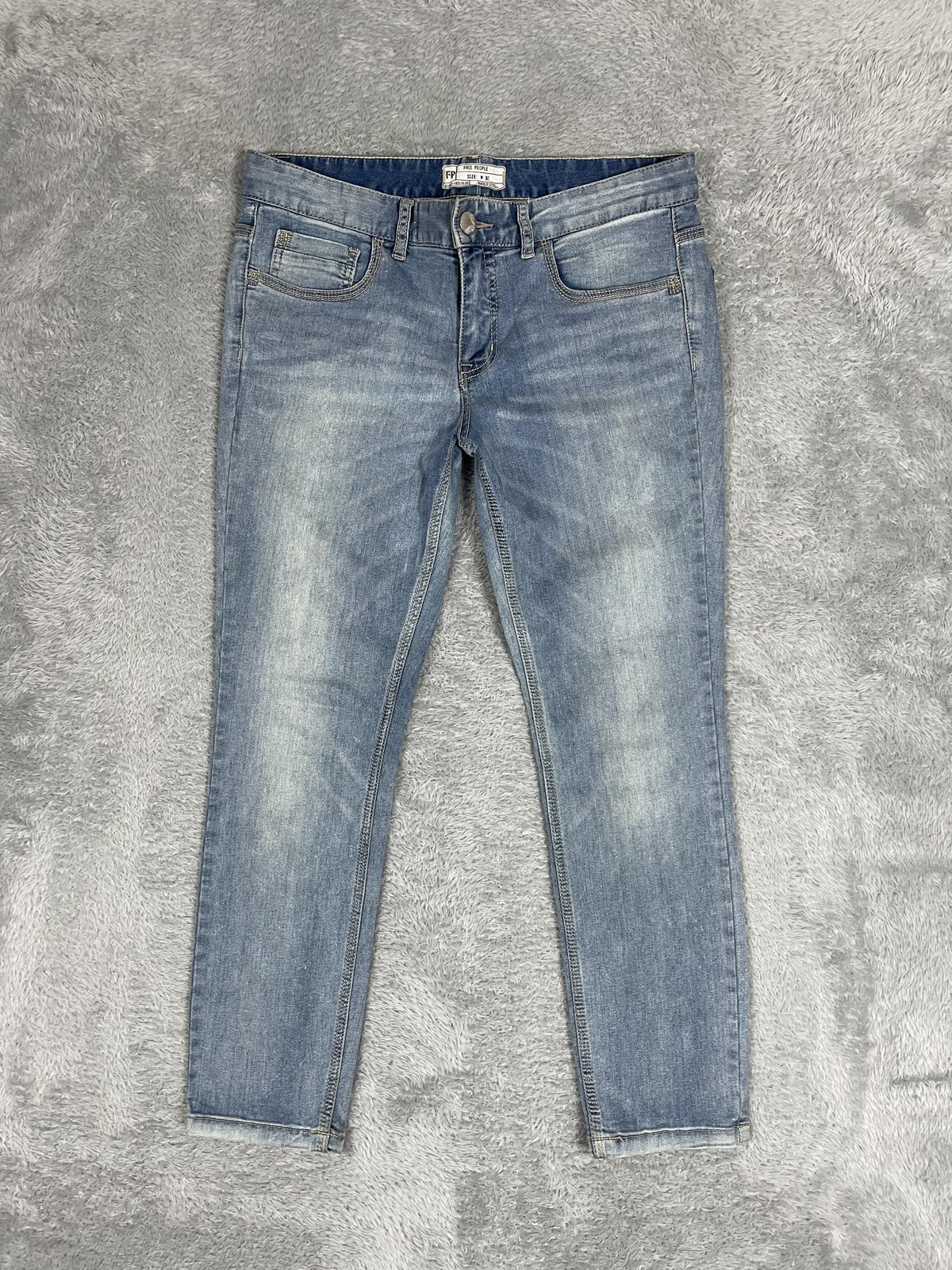 Free People Jeans Women 30 Blue Light Wash Skinny Stretch Ankle 5 Pocket Zip Fly