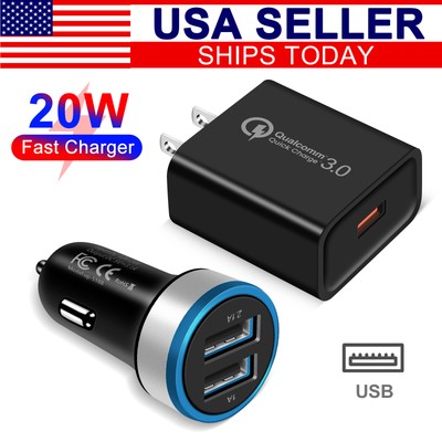 USB Wall Car Charger Plug Power Block Adapter For iPhone 16e 16 15 Pro Max Plus