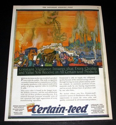 1925 OLD MAGAZINE PRINT AD, CERTAIN-TEED PRODUCTS, FOR EXTRA QUALITY AND VALUE!