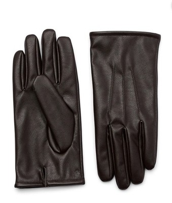 Faux Leather Gloves Mens Small Medium Brown