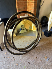 Round Black Framed Wall Mirror with Multi-Ring Frame, Circle Surface
