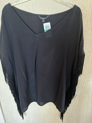 #ad #ad Dora Landa New York Tunic Size L black silk with tassels dolman sleeves. $21.99