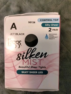 New Legs Silken Mist  Sheer Tights Silky Sheer Leg Jet Black Size A Two Pair