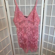 Victoria Secret Sz L Pink lace Floral lingerie. Delicate Valentine's slip dress