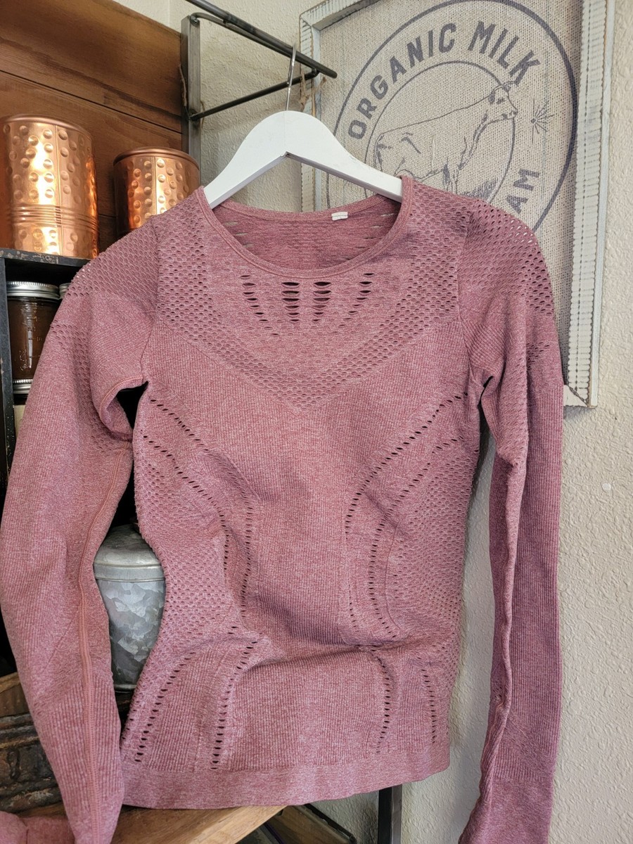 Alo Yoga Cutout Long Sleeve Shirt Top 4-Way Stretch S Seemless Mesh  Lasercut | eBay