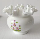 ARTIST SIGNED NANCY ROBERTS FENTON SILVERCREST "VIOLETS IN THE SNOW" ROSE BOWL
