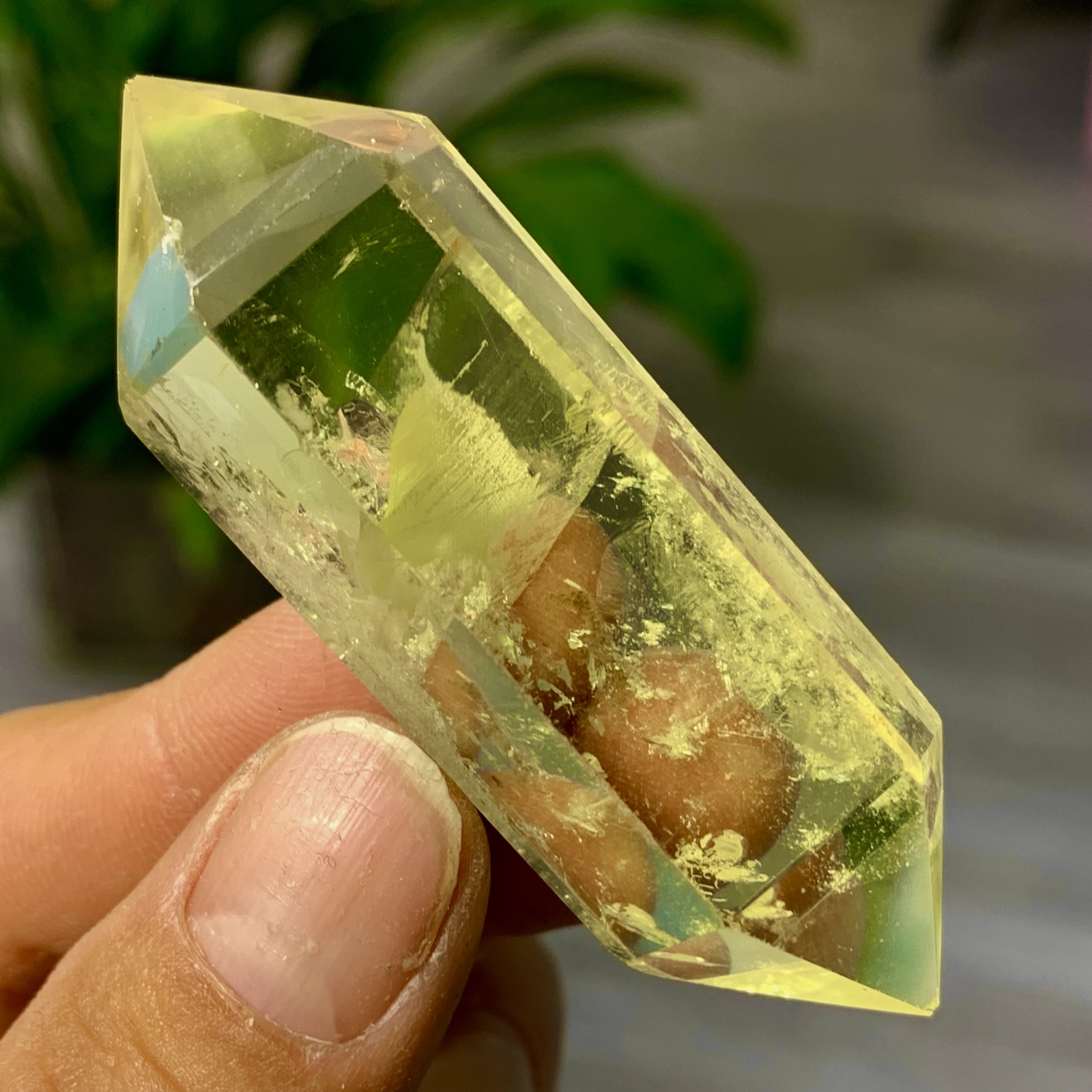 35G Natural Citrine Quartz Obelisk Crystal Double Point Wand Reiki Healing Gem