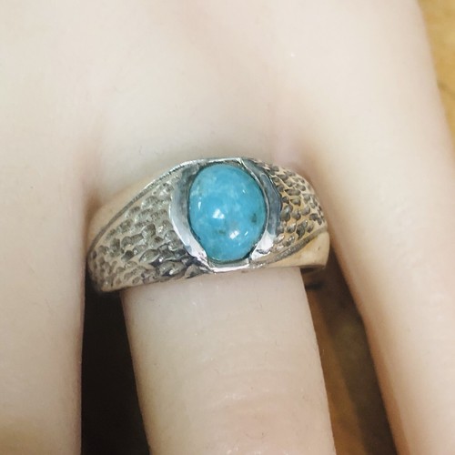 925 Sterling Silver Persian Blue Turquoise Oval Handmade Ring SZ 9.5 LA2068 - Picture 6 of 15