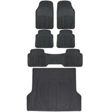 Complete Set All Weather Rugged Rubber Mats 1st 2nd 3rd Row Cargo Black