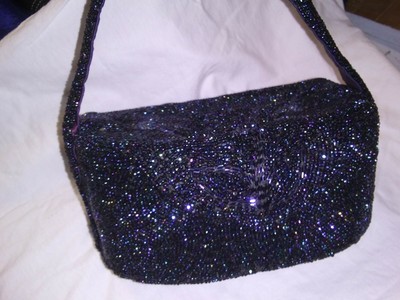 navy beaded evening bag