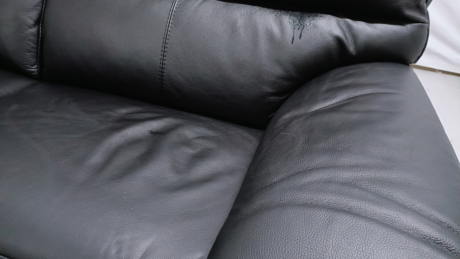 ScS Italia Marco Macadamia Nero Leather 3 Seater Power Recliner Sofa