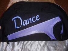 DANCE GYMNASTICS GYM DUFFLE BAG BLACK/LAVENDER SHIMMERY SMALL ZIPPERED