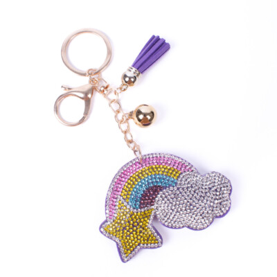 Bling Crystal Rhinestone Rainbow Star Cloud Keychain