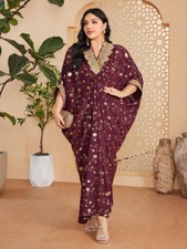 Muslim Kaftan Plus Size Women Long Dress Evening Dubai Robe Party Gown Islamic