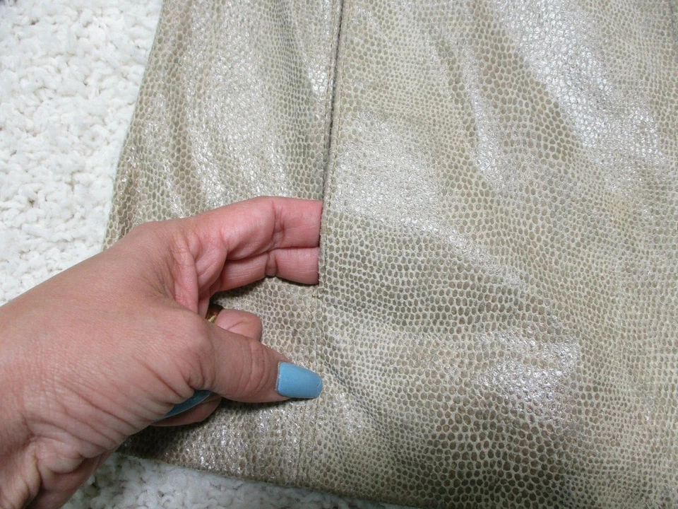 Jacqueline Ferrar кожаная куртка маленький бежевый зеленый подлинный змея пальто молнии женщин - Изображение 4 из 4