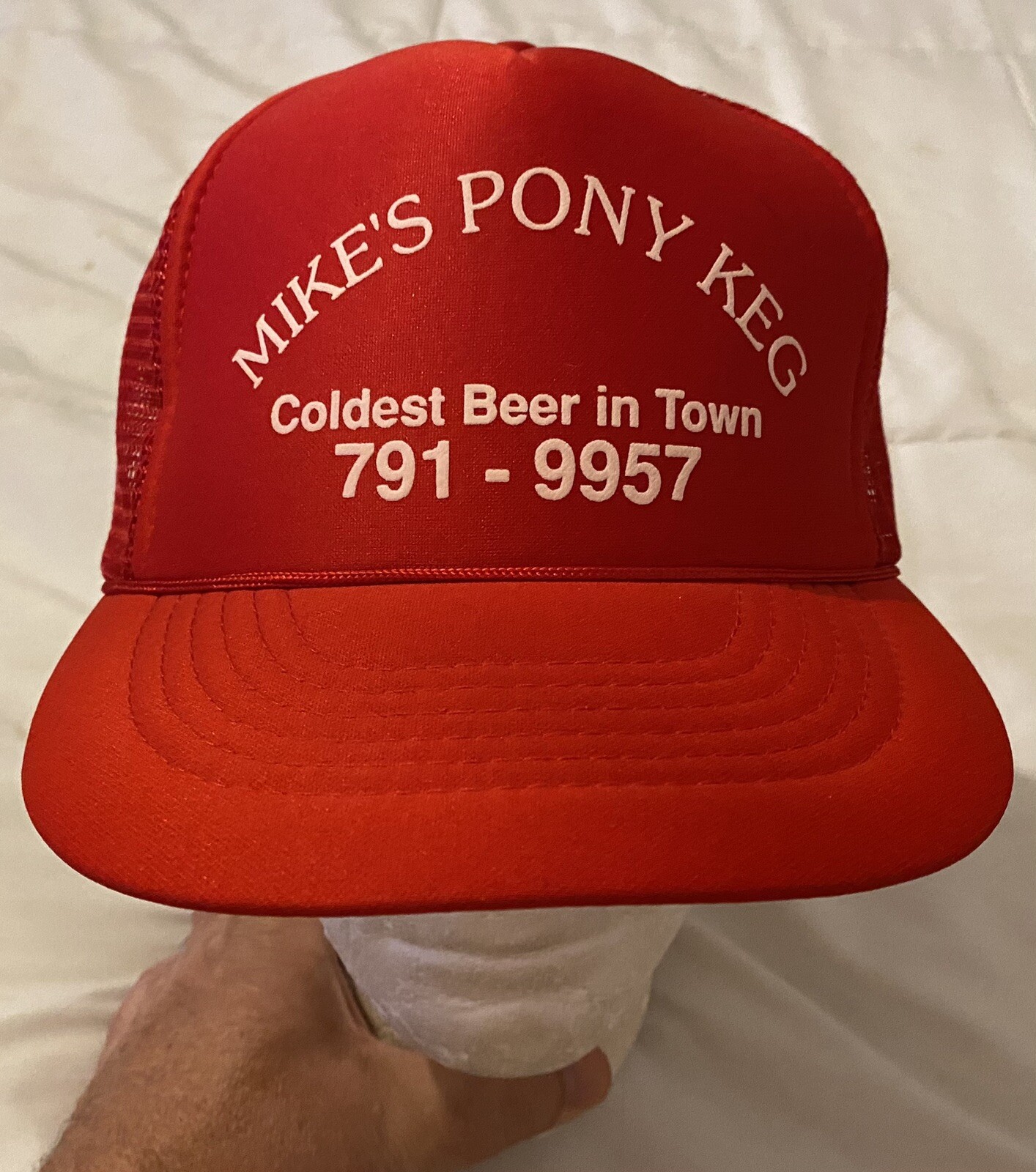 Cappello camionista vintage Mike's Pony Keg berretto maglia snapback Cincinnati Ohio defunto