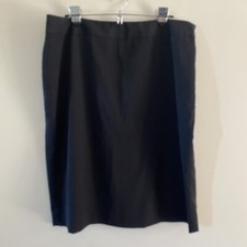 Vintage Anne Klein Stretch Women's Skirt Size 16 Black Knee Length Slit in Back