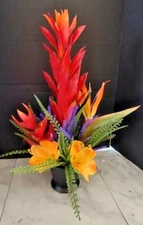Tropical table centerpiece.  Silk flower arrangements RED