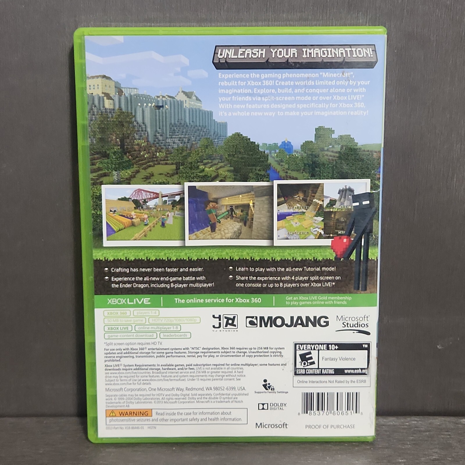 Minecraft Xbox Cdback Minecraft Xbox 360 Edition Video Game | eBay