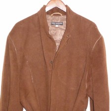 Mario Valentino Jacket Size 52 Vintage Large Alpaca Trench Brown Maade in ITALY