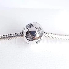AUTHENTIC PANDORA SILVER CHARM SPARKLING SOCCER BALL #798795C01 + Gift Box #156