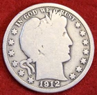 1912 Barber Half Dollar 90% Silver Coin Circulated BH577