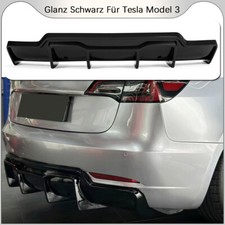 Für Tesla Model 3 2016-2023 Glanz Schwarz Heckiffusor Diffusor Lippe Heckansatz 