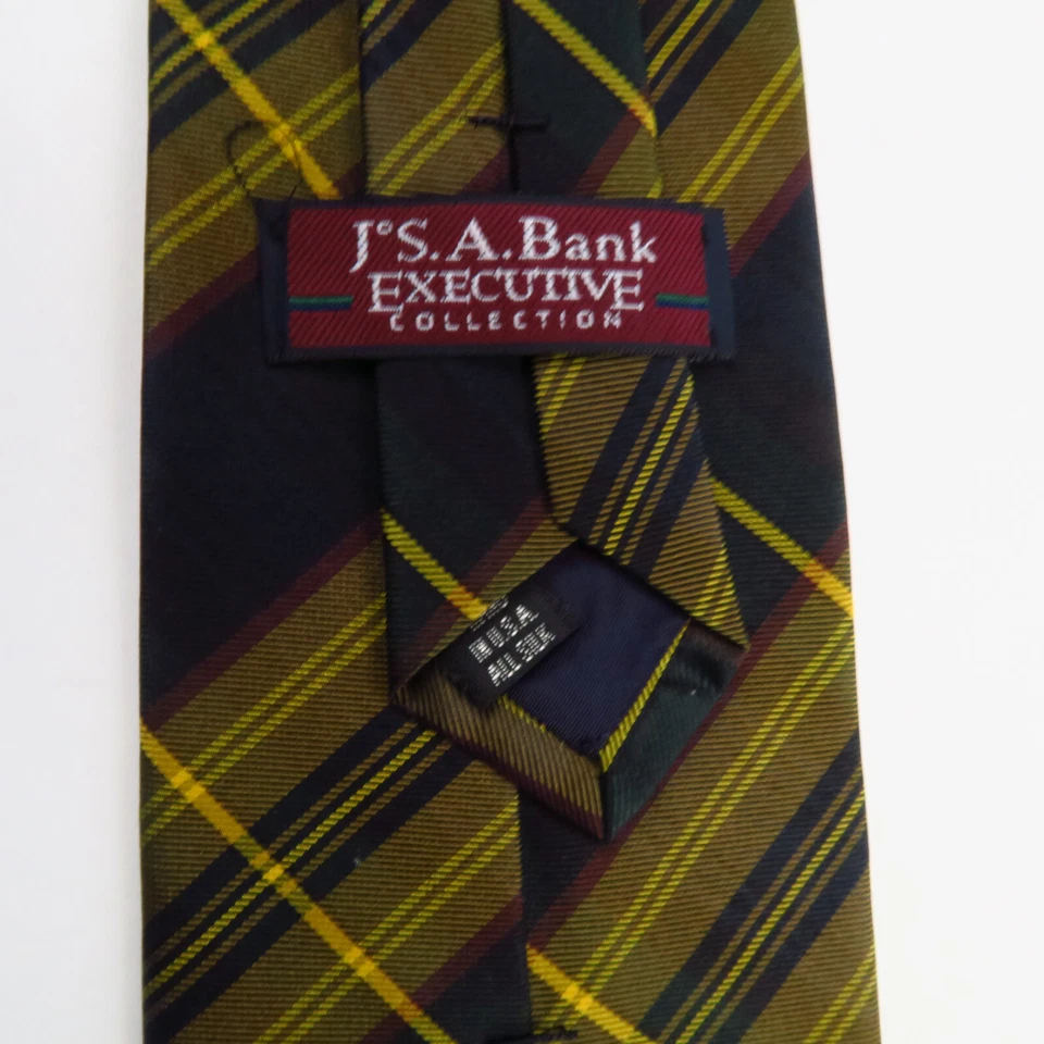 Jos. A. Corbata de cuello Bank Executive Collection para hombre azul amarillo a cuadros 55x4 Foto 3 de 4