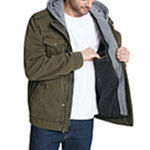 New Levi's Men's Sherpa Lined Hooded Military Jacket Olive Large | eBay