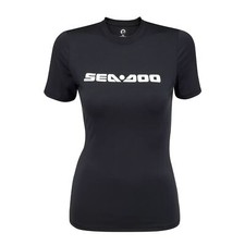 BRP Seadoo Ladies' Short Sleeve 50 UPF Rashguard Signature, Black Small 