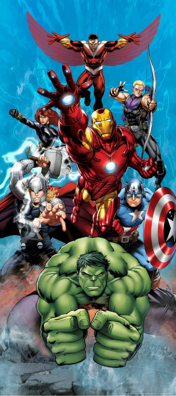 Superhero wall mural door size wallpaper 202x90cm Avengers Marvel Hulk