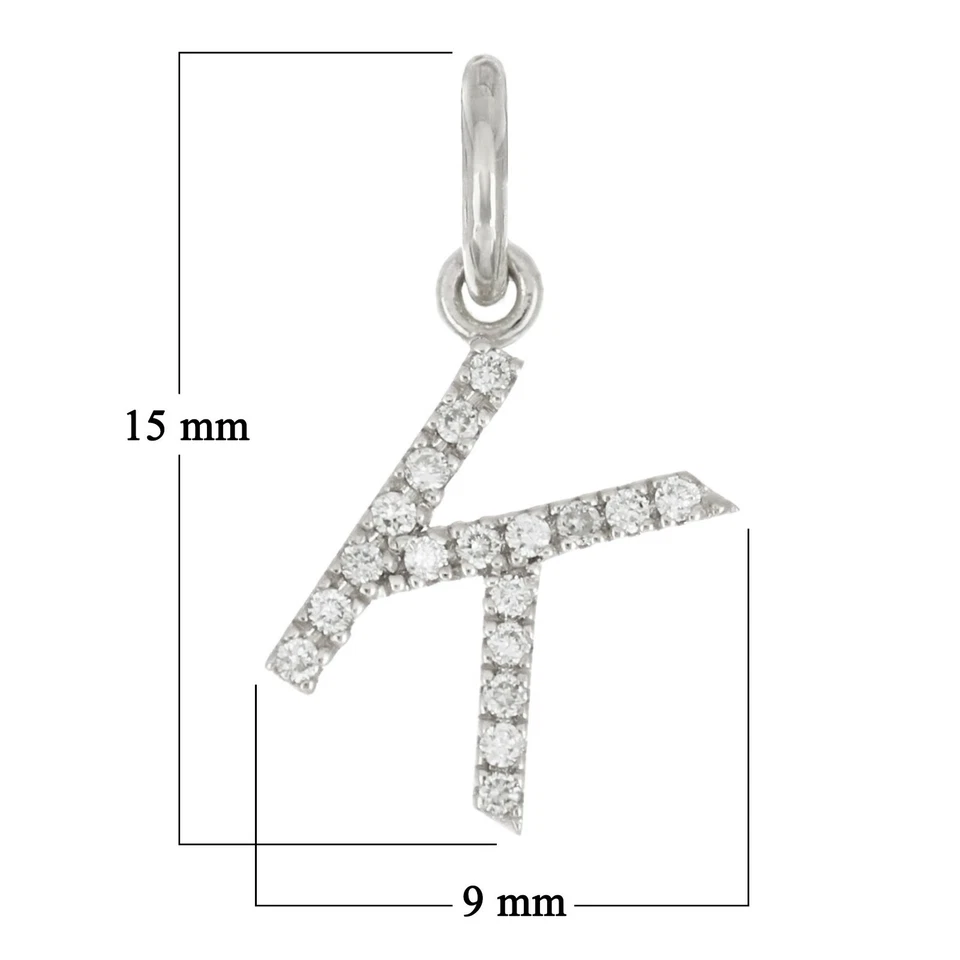 14k Yellow White or Rose Gold Diamond Initial Letter K Charm Pendant - Image 4 of 4