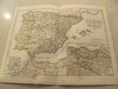 1854 Spruner's Historic Map Iberian Peninsula Spain Portugal 1479-16th ...