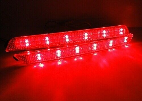 2x Clear Lens LED Rear Bumper Reflector Backup Tail Brake Light For 2004-2009 Mazda 3 Axela