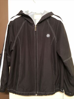 Green Tea Womens Zip Front Mesh Lined Navy Blue Hooded Jacket/Coat Size XLarge